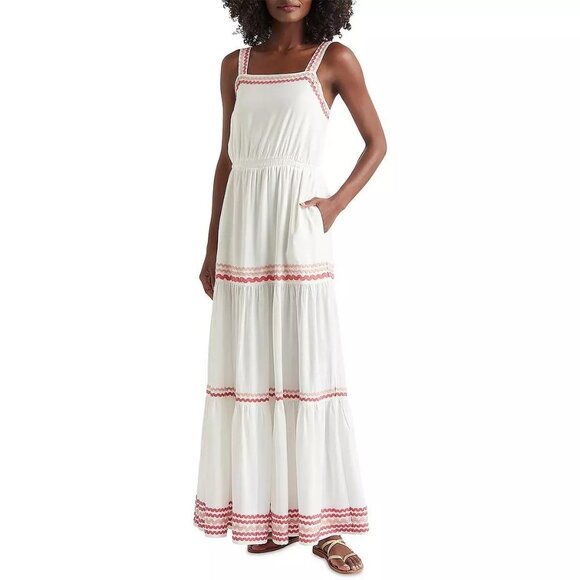 Splendid Riviera Rick Rack Trim Elastic Blouson Maxi Dress - Picture 1 of 7
